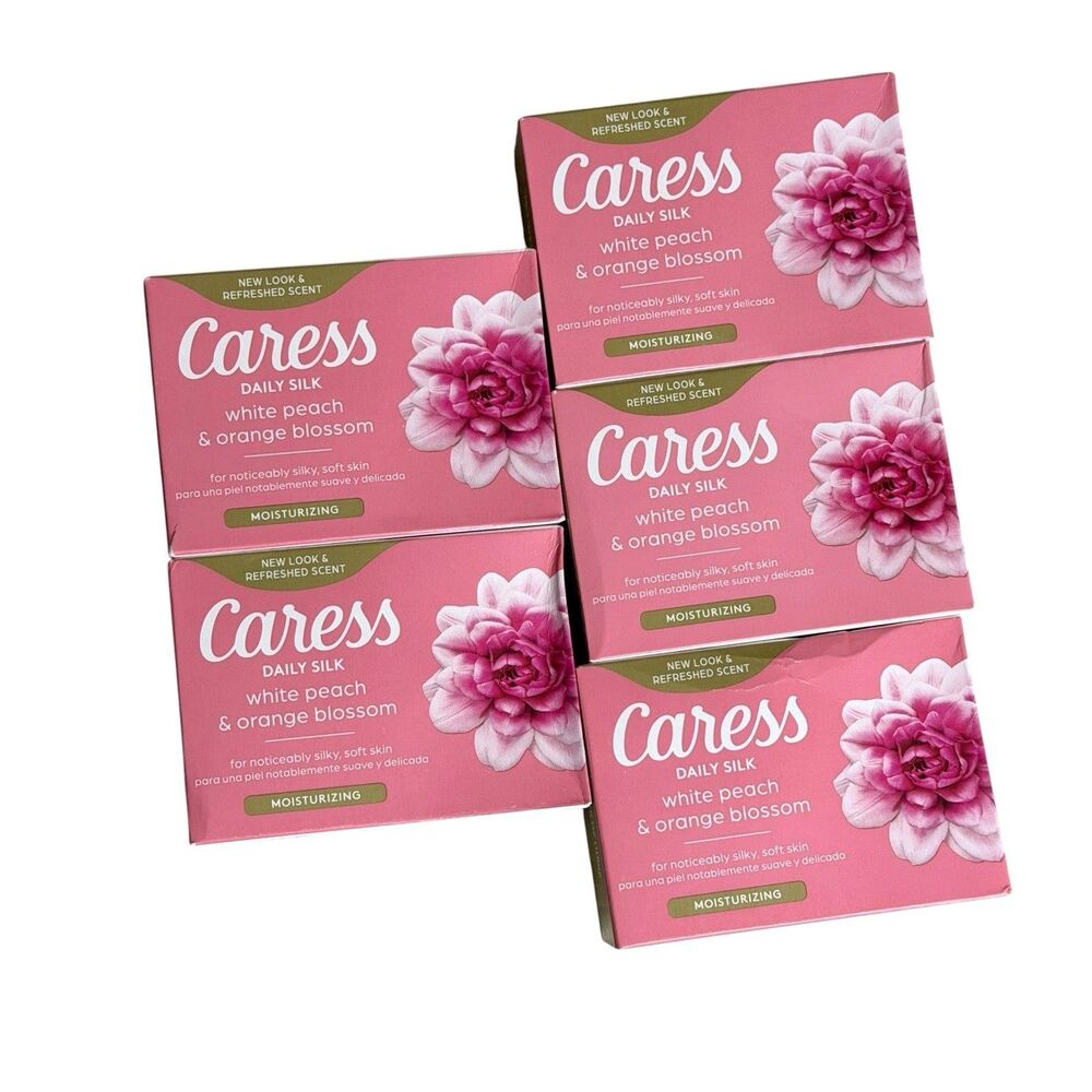 Caress Daily Silk White Peach Orange Blossom Bar Soap Bundle of 5 NIB